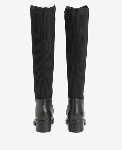 Shop Kenneth Cole Levon Leather & Rib Knit Knee Boot In Black