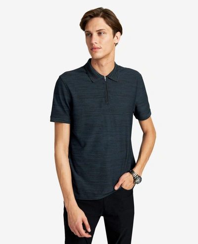 Shop Kenneth Cole The Zip-up Knit Polo In Navy