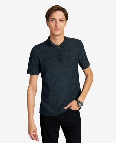 Shop Kenneth Cole The Zip-up Knit Polo In Navy