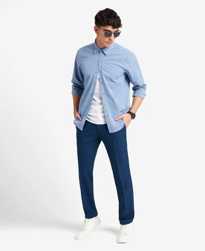 Kenneth Cole Stretch Micro Check Modern Fit Techni-cole Dress Pant In Blue