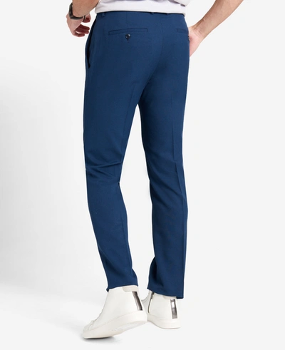 Kenneth Cole Stretch Micro Check Modern Fit Techni-cole Dress Pant In Blue