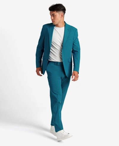 Shop Kenneth Cole Stretch Slim-fit Nested Suit In Teal