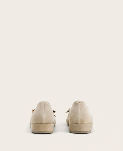 Gentle Souls Atlas Suede Bow Flat In Mushroom