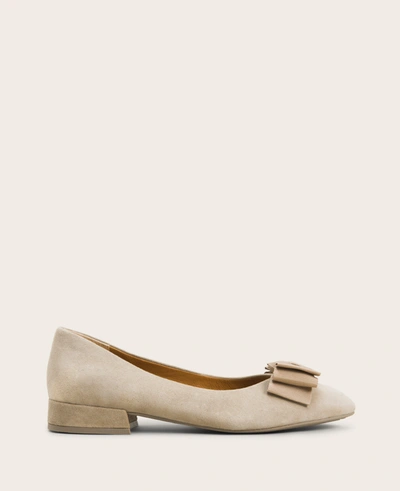 Gentle Souls Atlas Suede Bow Flat In Mushroom
