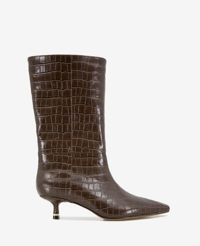 Kenneth Cole Meryl Womens Faux Leather Almond Toe Mid-calf Boots In Dark Brown
