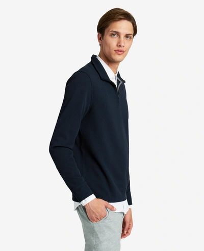 Shop Kenneth Cole Quarter-zip Knit Pullover In Navy