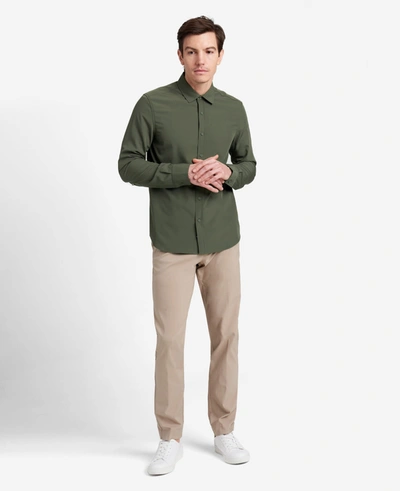 Kenneth Cole Stretch Solid Button-down Shirt In Dark Green