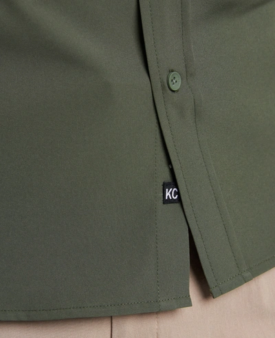 Kenneth Cole Stretch Solid Button-down Shirt In Dark Green