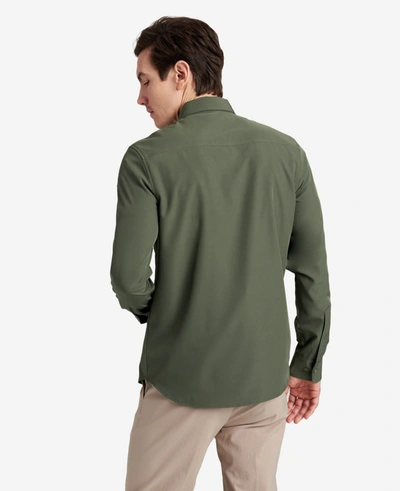 Kenneth Cole Stretch Solid Button-down Shirt In Dark Green