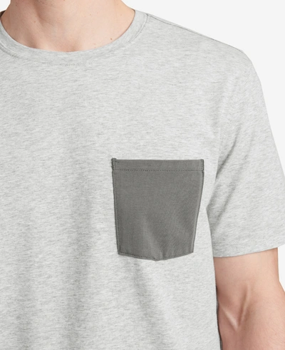 Kenneth Cole Colorblock Pocket Crew Neck T-shirt In Heather,grey
