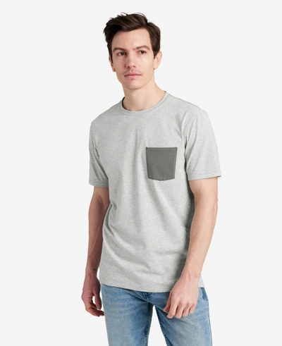 Kenneth Cole Colorblock Pocket Crew Neck T-shirt In Heather,grey