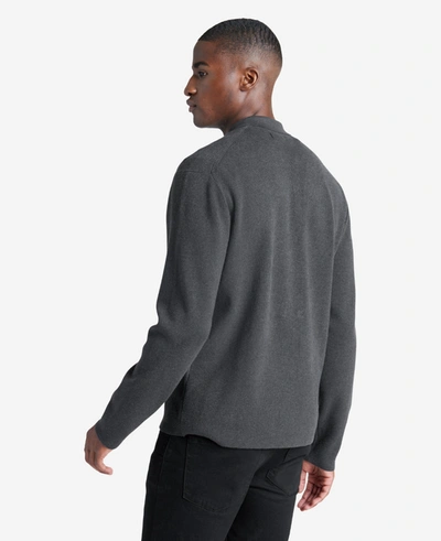 Shop Kenneth Cole Knit Long-sleeve Zip Polo In Charcoal