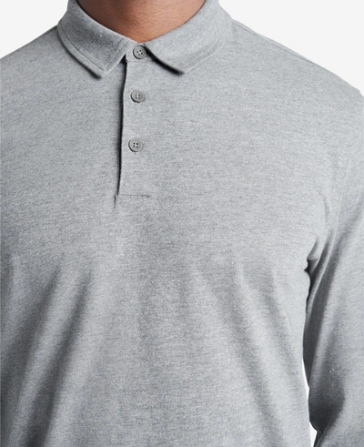 Shop Kenneth Cole Knit Long-sleeve Polo In Heather Grey