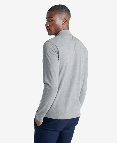 Shop Kenneth Cole Knit Long-sleeve Polo In Heather Grey