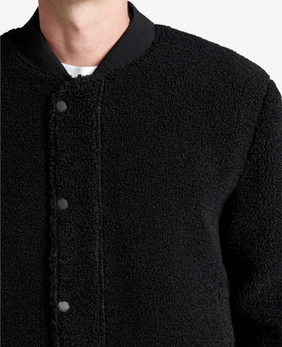 Kenneth Cole Reversible Sherpa Bomber Jacket In Black