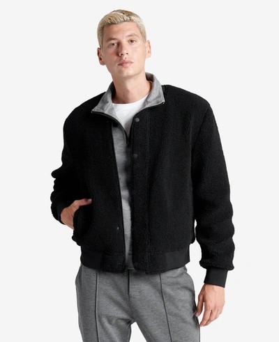 Kenneth Cole Reversible Sherpa Bomber Jacket In Black