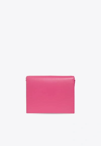 Shop Dolce & Gabbana 3d-effect Logo Leather Crossbody Bag In Pink