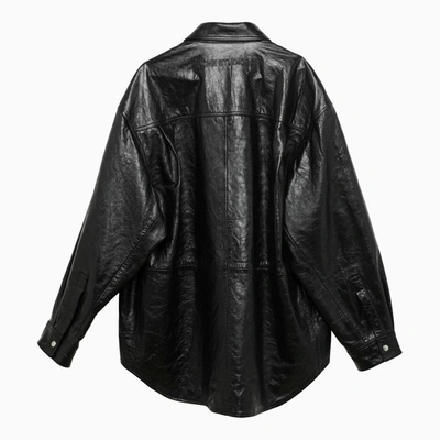 Shop Acne Studios Black Leather Shirt Men