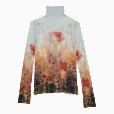 Shop Acne Studios Floral Nylon Turtleneck Sweater Women In Gray