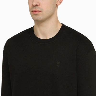 Shop Ami Alexandre Mattiussi Ami Paris Ami De Coeur Black Crewneck Sweatshirt Men