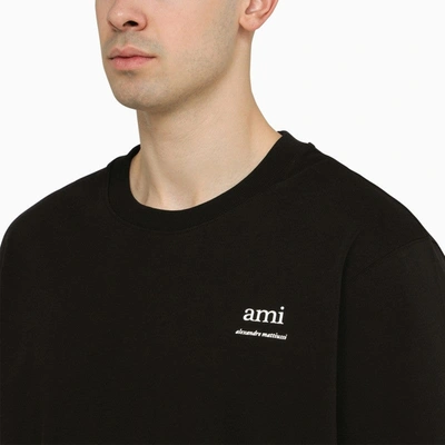 Shop Ami Alexandre Mattiussi Ami Paris Black Cotton T-shirt With Logo Men