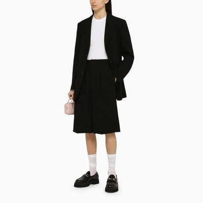 Shop Ami Alexandre Mattiussi Ami Paris Black Wool-blend Bermuda Shorts Women
