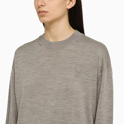 Shop Ami Alexandre Mattiussi Ami Paris Grey Wool Ami De Coeur Sweater Women In Gray