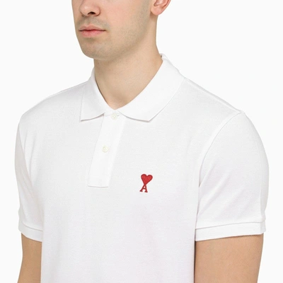 Shop Ami Alexandre Mattiussi Ami Paris White Ami De Coeur Polo Shirt Men