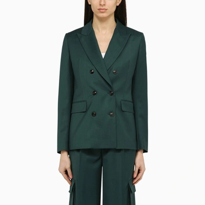 Shop Amiri Forest Green Double-breasted Jacket In Wool Women