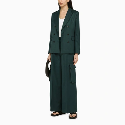 Shop Amiri Forest Green Double-breasted Jacket In Wool Women