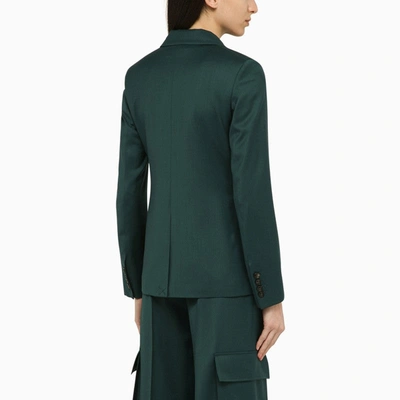 Shop Amiri Forest Green Double-breasted Jacket In Wool Women