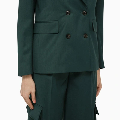 Shop Amiri Forest Green Double-breasted Jacket In Wool Women