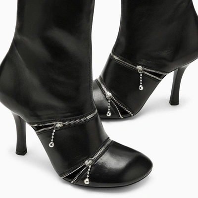 Shop Burberry Black Leather Peep Boot With Zips Women