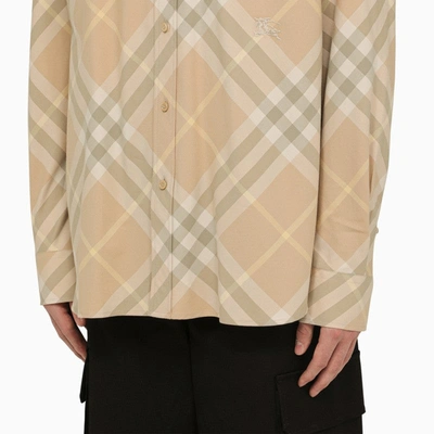 Shop Burberry Check Pattern Button-down Shirt In Cotton Men In Cream