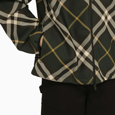 Shop Burberry Check Pattern Hooded Jacket Men In Green