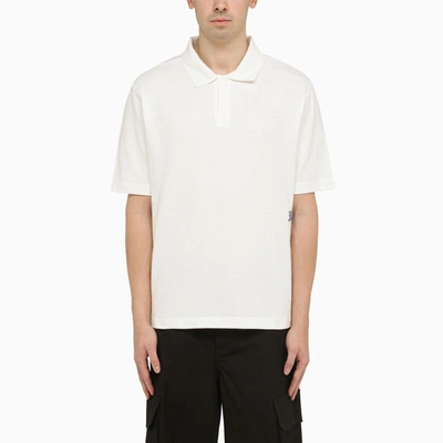 Shop Burberry White Cotton Polo Shirt With Logo Men