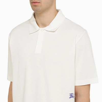 Shop Burberry White Cotton Polo Shirt With Logo Men