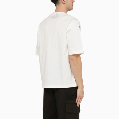 Shop Burberry White/blue Cotton T-shirt With Logo Men