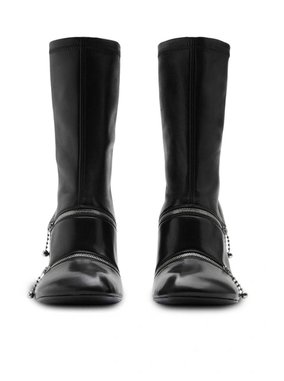 Shop Burberry Women Peep Leather Ankle Boots In Black