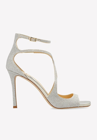 Jimmy Choo Azia 75 Metallic Leather Sandals In Gold