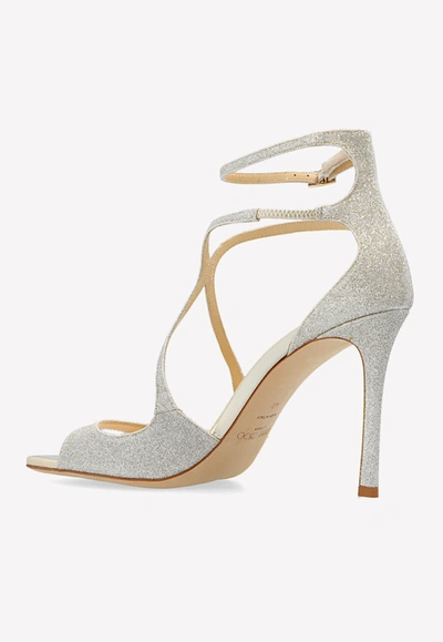 Jimmy Choo Azia 75 Metallic Leather Sandals In Gold