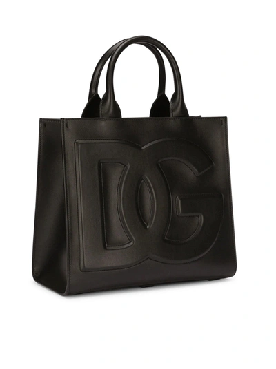 Shop Dolce & Gabbana Women Tote Bag With Embossed Logo In Black