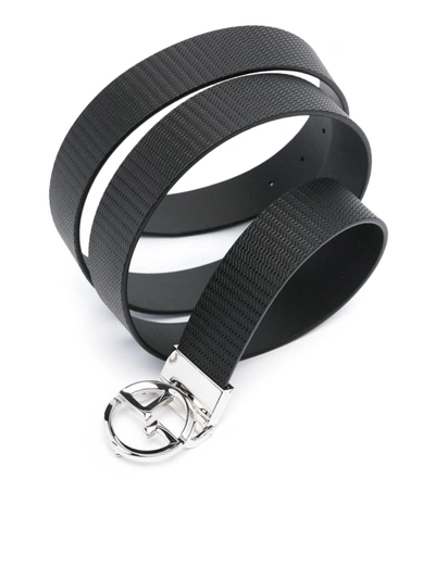 Shop Giorgio Armani Men Embossed Belt In Black