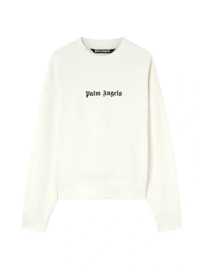 Shop Palm Angels Round Neck Sweatshirt In White