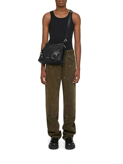 Shop Givenchy Men Voyou Crossbody Bag In Full Grain Leather In Black