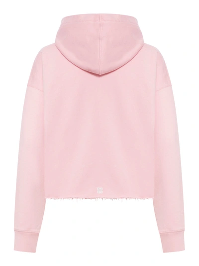 Shop Givenchy Women  Archetype Short Hooded Sweatshirt In Brushed Fabric In Pink