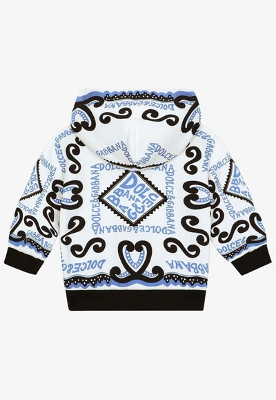 Shop Dolce & Gabbana Baby Boys Zip-up Printed Hooded Sweatshirt In Multicolor