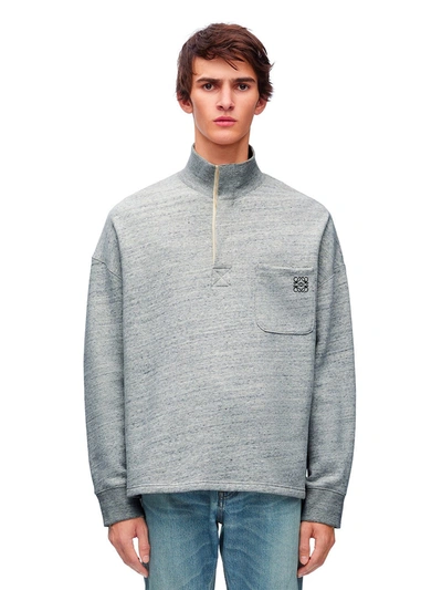 Shop Loewe Men Turtleneck Sweatshirt In Gray