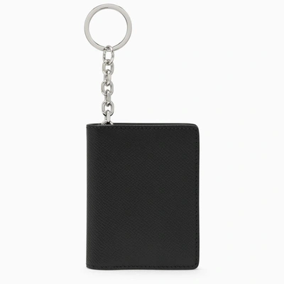 Shop Maison Margiela Black Leather Card Case With Key Ring Men