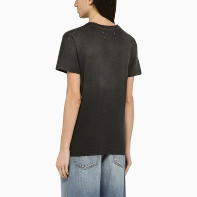 Shop Maison Margiela Black Washed-out Cotton T-shirt With Reverse Logo Women In Gray